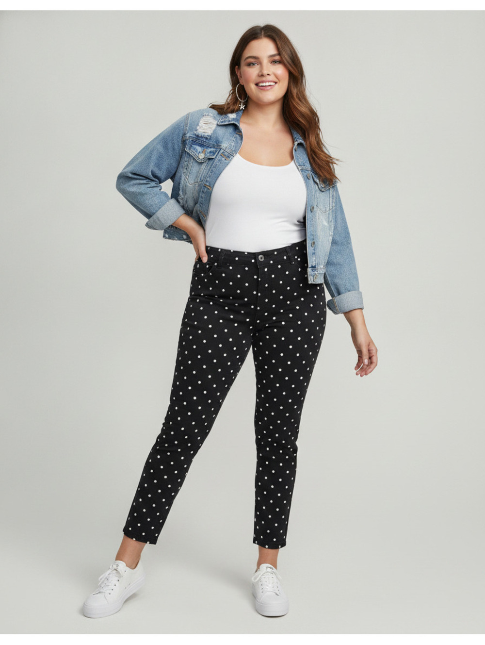 Sandpiper Black Polka Dot Skinny Jeans Size 14 Goth Whimsigoth - Picture 6 of 6